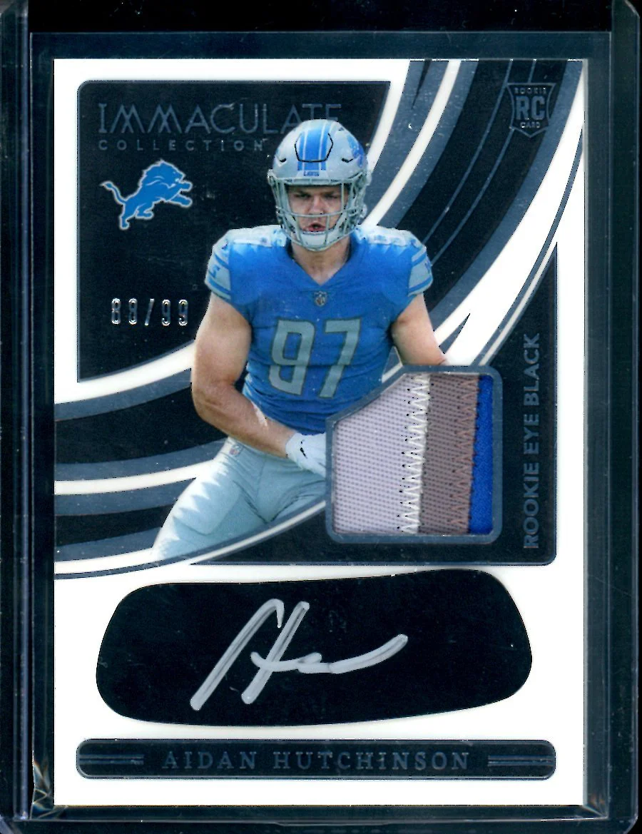 2022 Panini Immaculate Adian Hutchinson Rookie Eye Black RPA /99 Lions