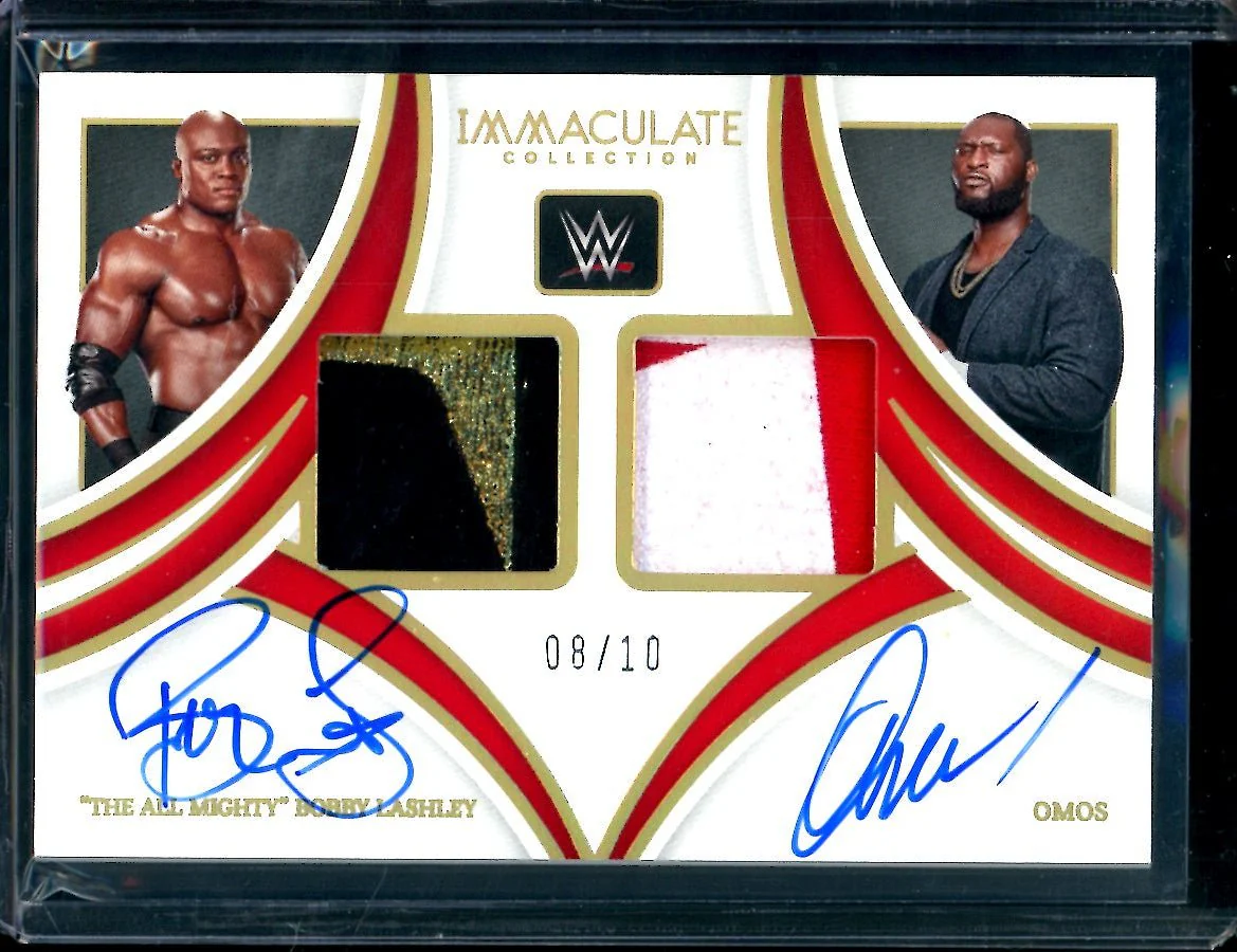 2022 Panini Immaculate Bobby Lashley/Omos Dual Patch Auto Gold /10 WWE