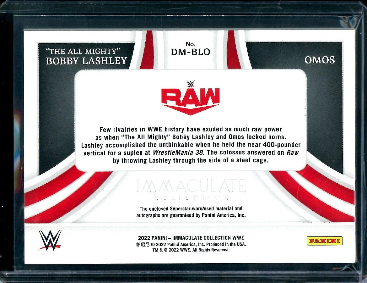 2022 Panini Immaculate Bobby Lashley/Omos Dual Patch Auto Gold /10 WWE - Image 2