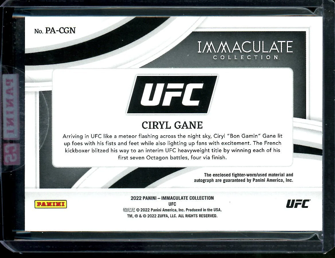 2022 Panini Immaculate Ciryl Gane Patch Auto /99 UFC - Image 2