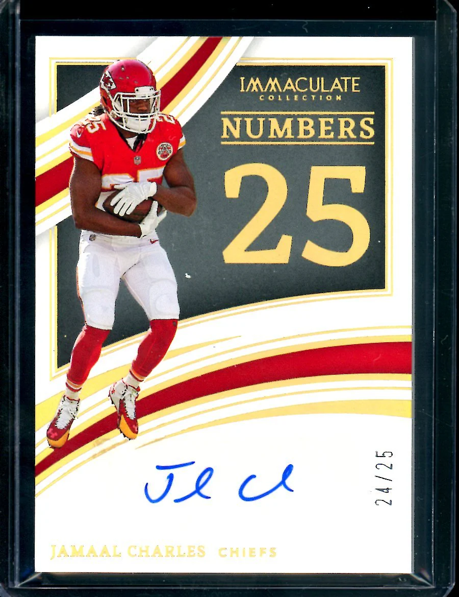 2022 Panini Immaculate Jamaal Charles Numbers Auto /25 Chiefs
