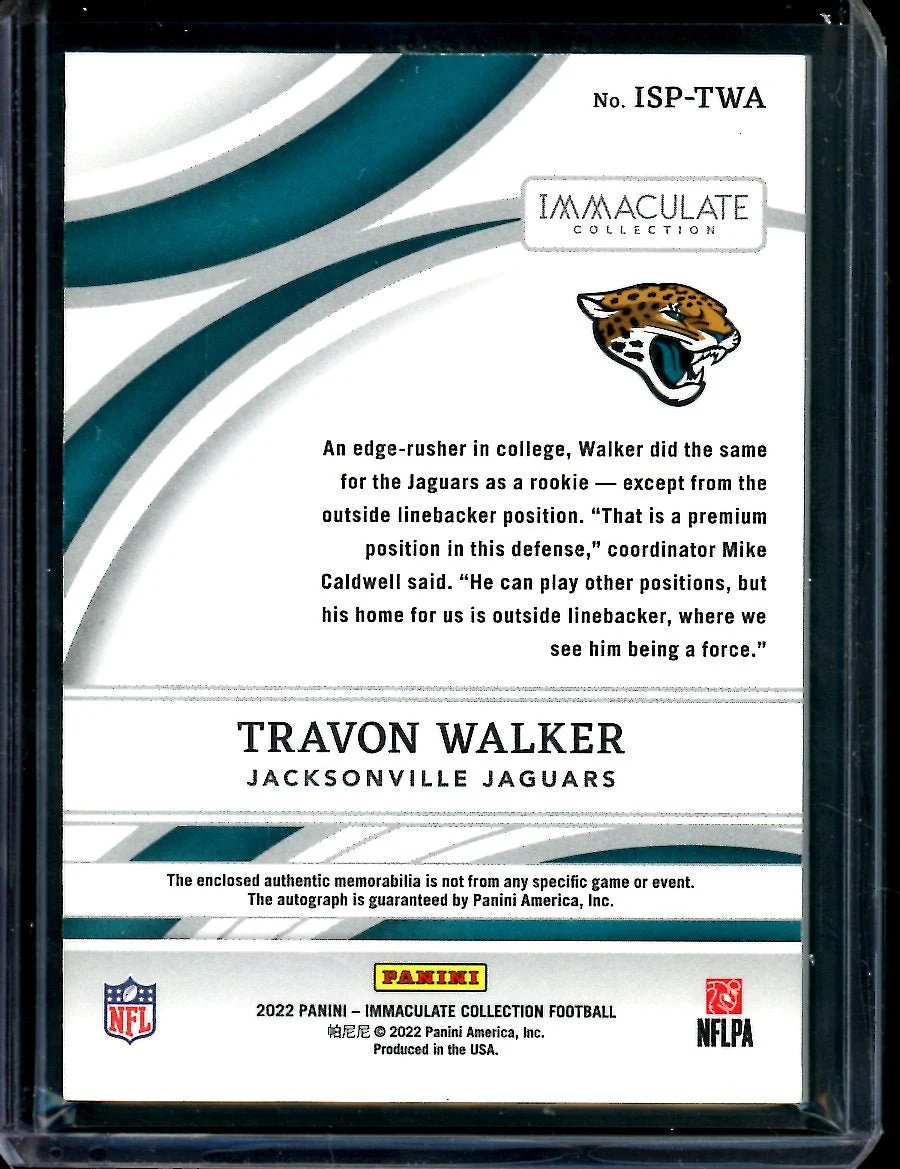 2022 Panini Immaculate Travon Walker Rookie RPA Green /18 Jaguars - Image 2