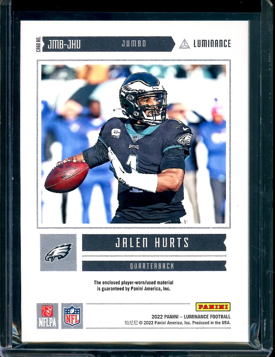 2022 Panini Luminance Jalen Hurts Jumbo Patch /49 Eagles - Image 2
