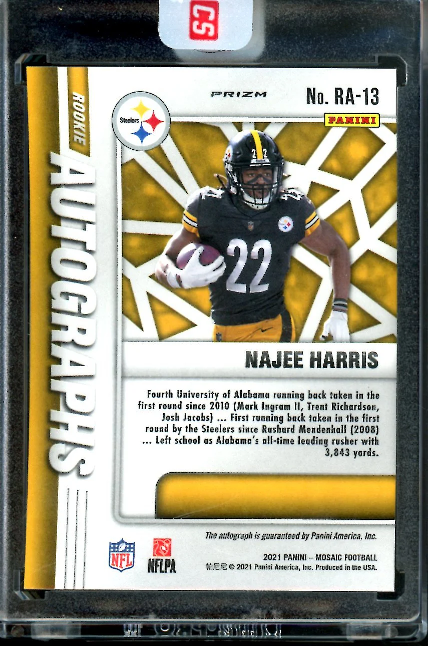 2022 Panini Mosaic Najee Harris Rookie Red Choice Auto Steelers - Image 2