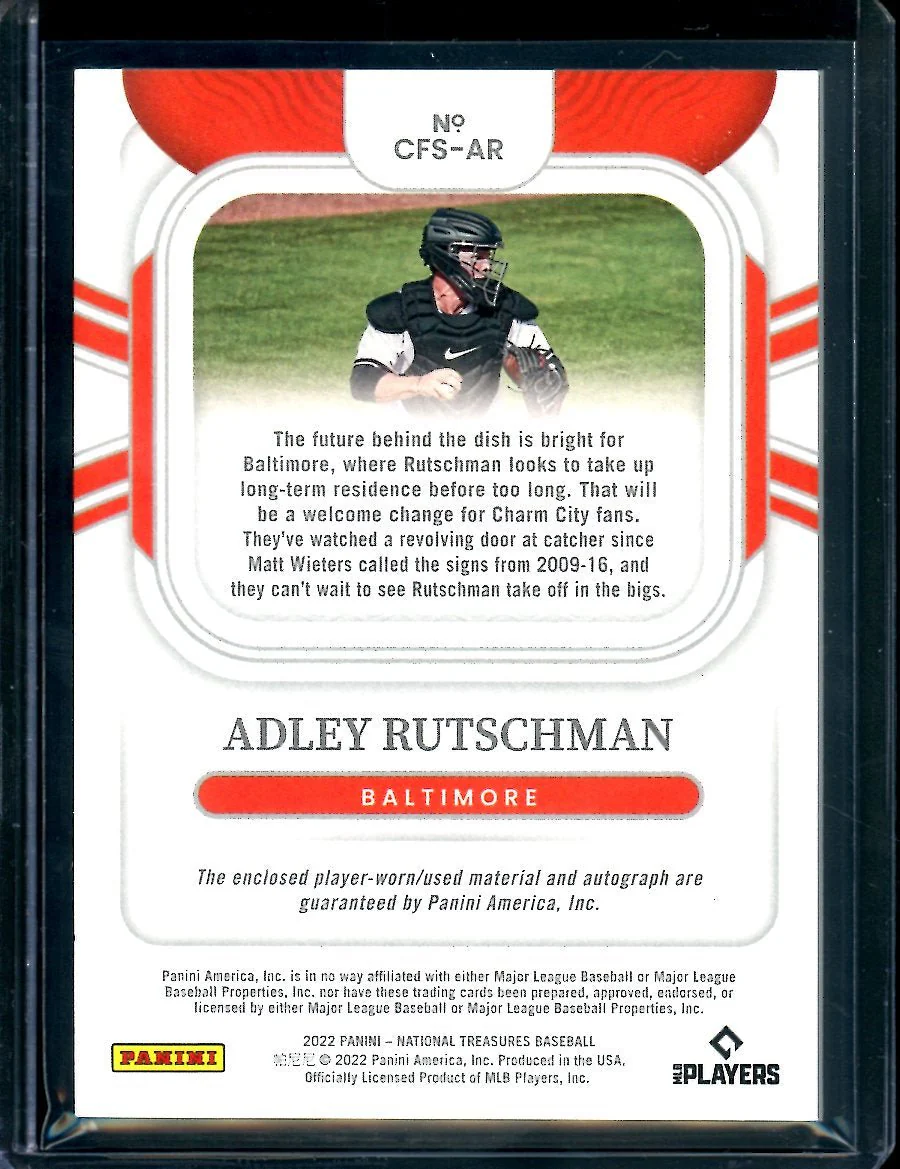 2022 Panini National Treasures Adley Rutschman Clutch Factor Patch Auto /49 Orioles - Image 2