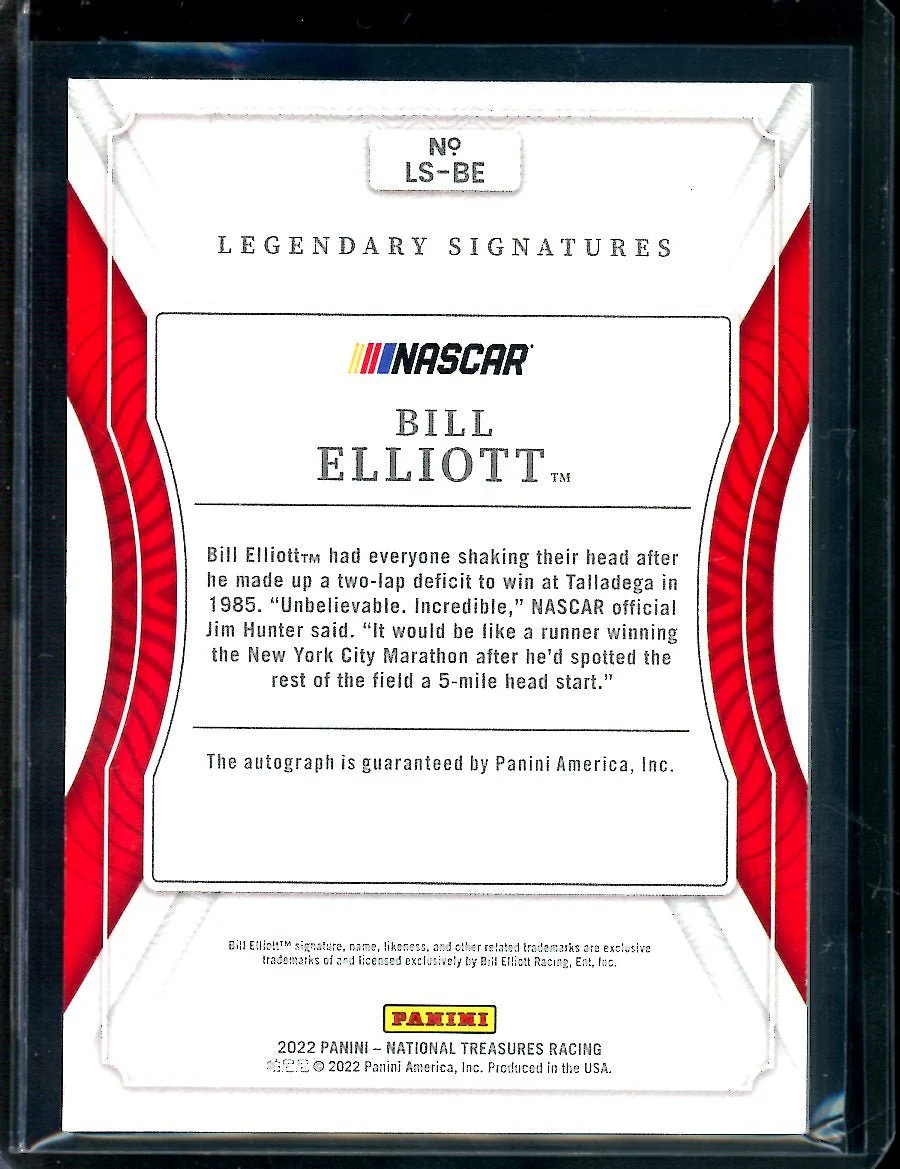 2022 Panini National Treasures Bill Elliott Legendary Autographs /49 NASCAR - Image 2