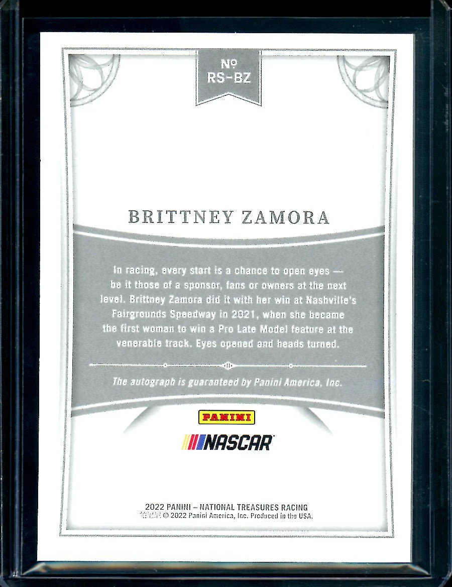 2022 Panini National Treasures Brittney Zamora Retro Signatures /25 NASCAR - Image 2