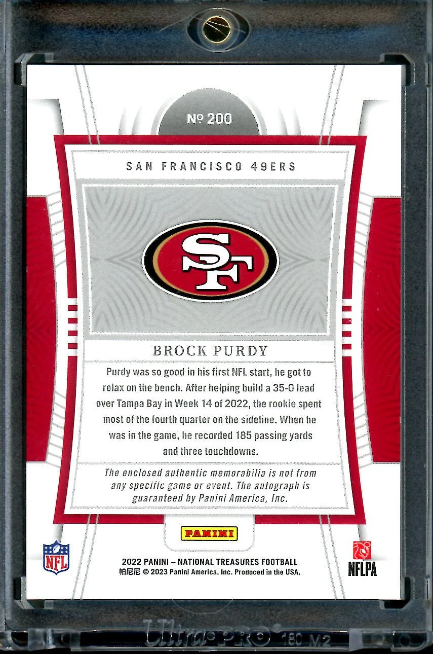 2022 Panini National Treasures Brock Purdy Rookie True RPA /99 49ers - Image 2