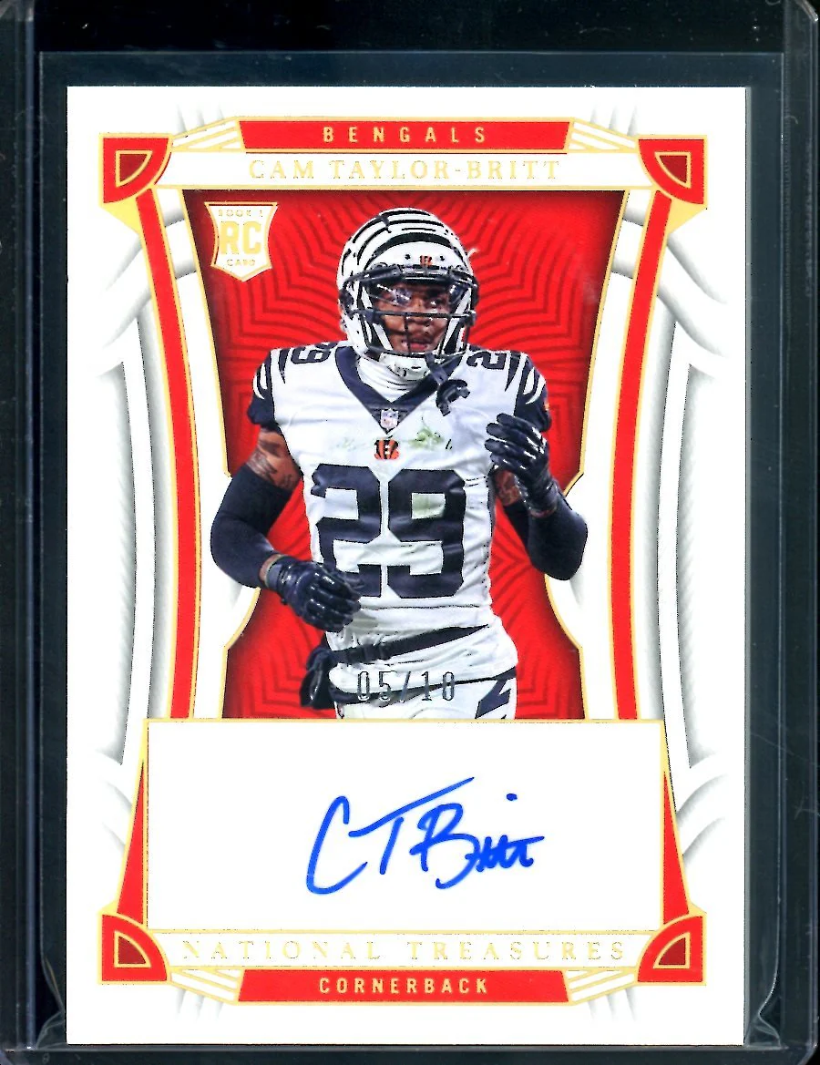 2022 Panini National Treasures Cam Taylor-Britt Rookie Auto Gold /10 Bengals