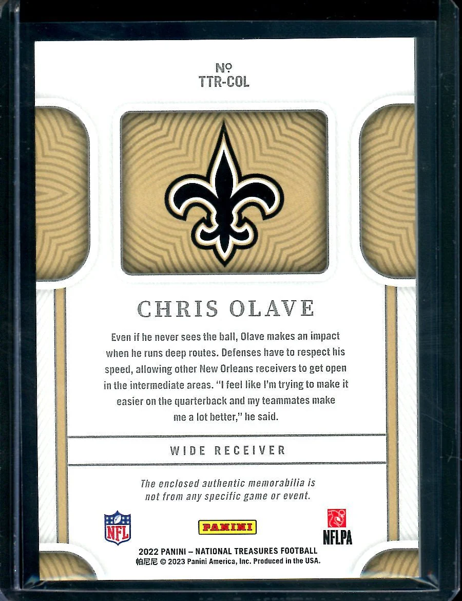 2022 Panini National Treasures Chris Olave Rookie Tremendous Treasures Patch /49 Saints - Image 2