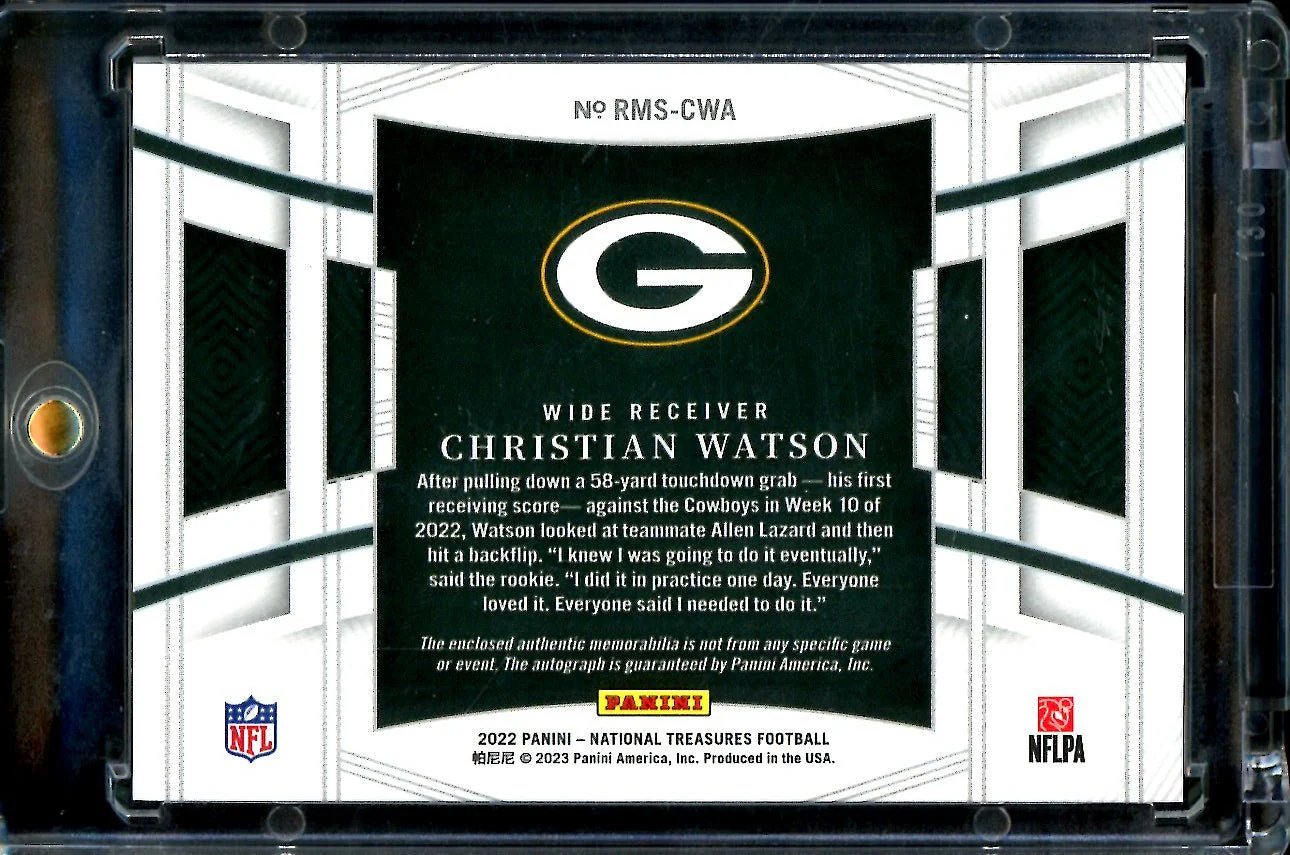 2022 Panini National Treasures Christian Watson Rookie RPA /99 Packers - Image 2