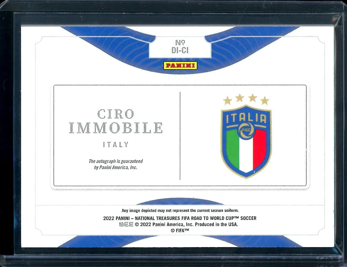 2022 Panini National Treasures Ciro Immobile Definitive Ink Auto /99 Italy - Image 2