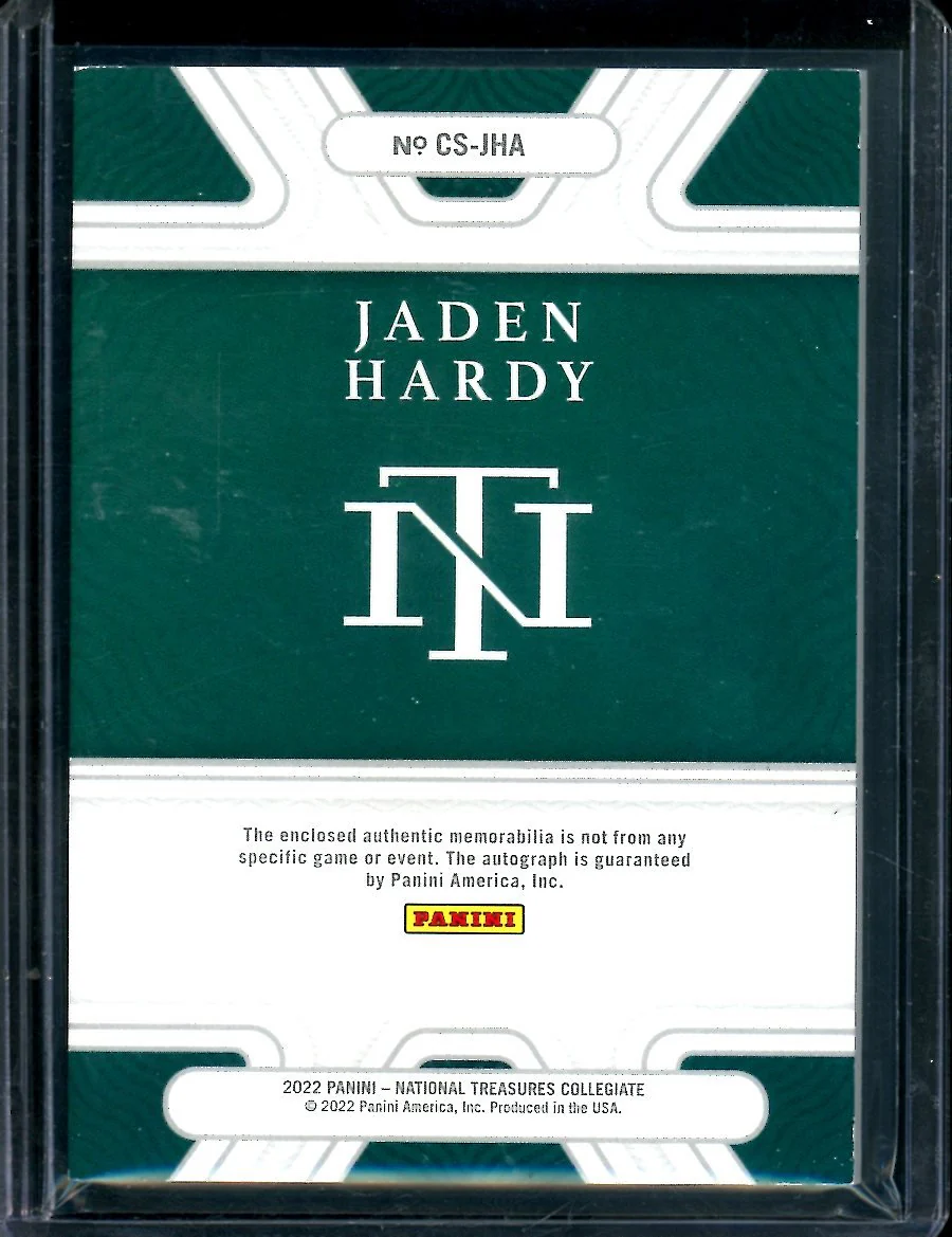 2022/23 Panini National Treasures Collegiate Jaden Hardy Rookie RPA /25 Mavericks - Image 2