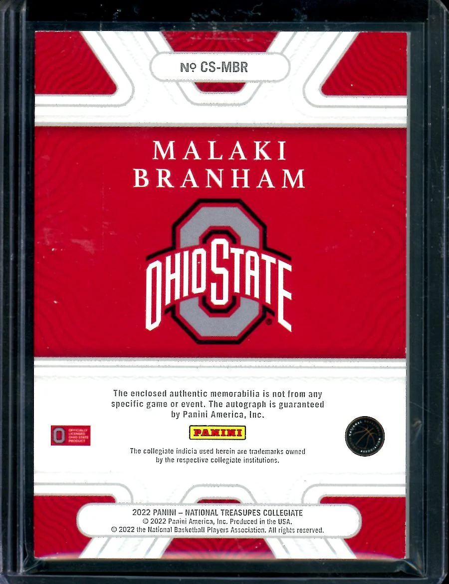 2022/23 Panini National Treasures Collegiate Malaki Branham Rookie RPA /49 Spurs - Image 2