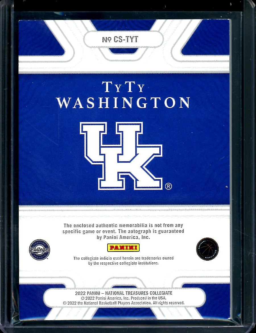 2022 Panini National Treasures Collegiate TyTy Washington College Silhouette Patch Auto /25 Kentucky - Image 2