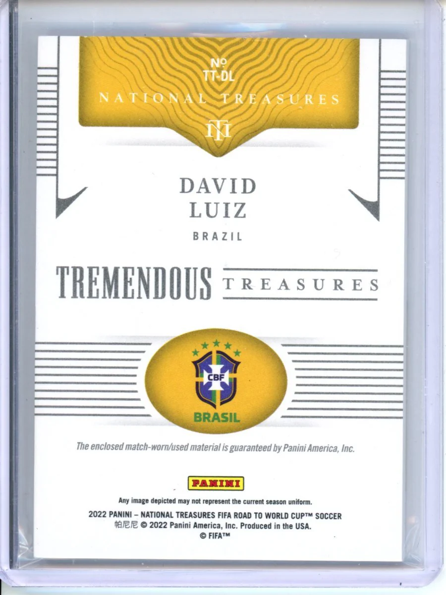 2022 Panini National Treasures David Luiz Tremendous Treasures Green /5 Brazil - Image 2