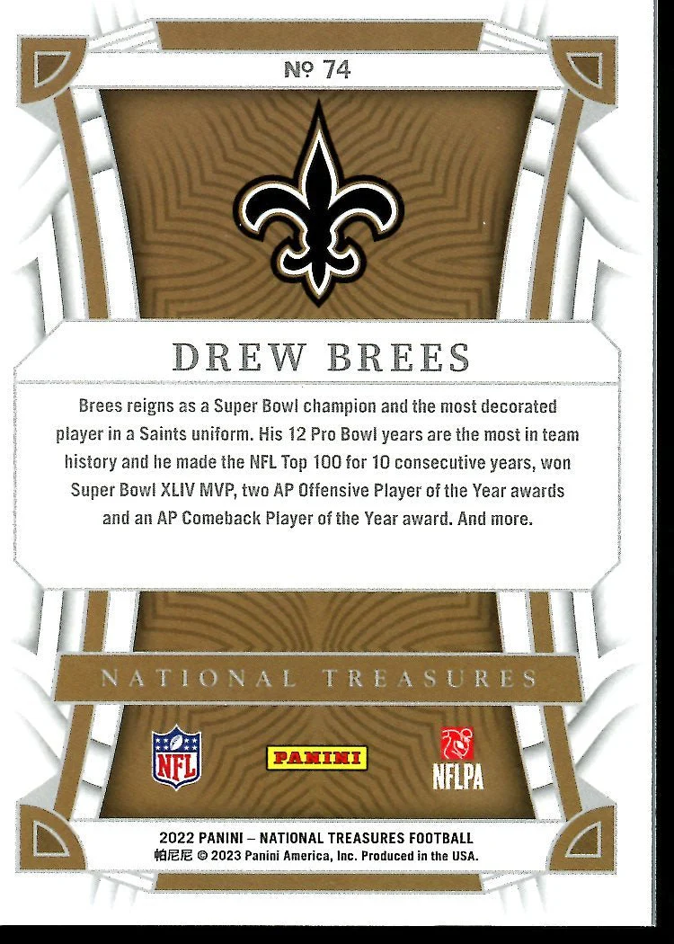 2022 Panini National Treasures Drew Brees /25 Saints - Image 2