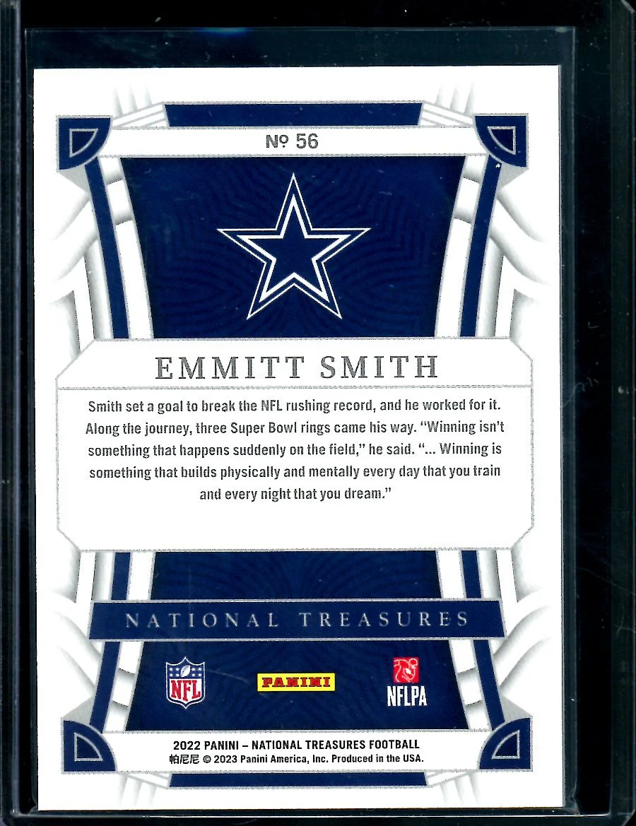 2022 Panini National Treasures Emmitt Smith Silver /25 Cowboys - Image 2