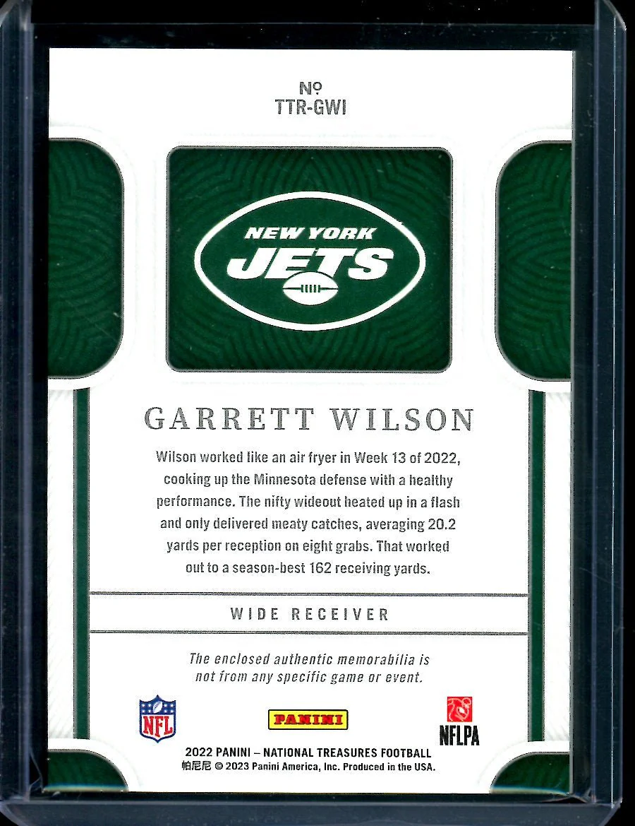2022 Panini National Treasures Garrett Wilson Rookie Patch /25 Jets - Image 2