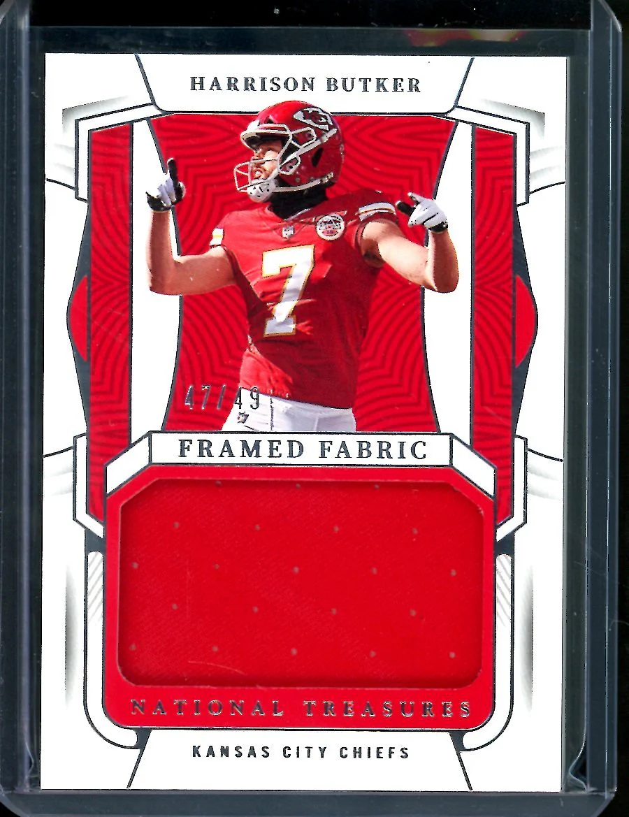 2022 Panini National Treasures Harrison Butker Framed Fabric Patch /49 Chiefs