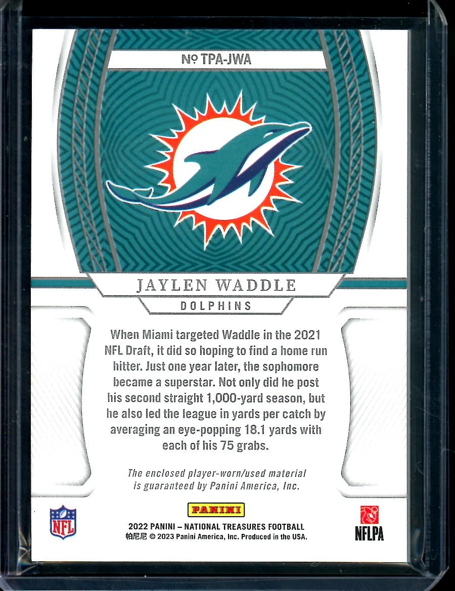 2022 Panini National Treasures Jaylen Waddle Treasured Patch /25 Dolphins - Image 2