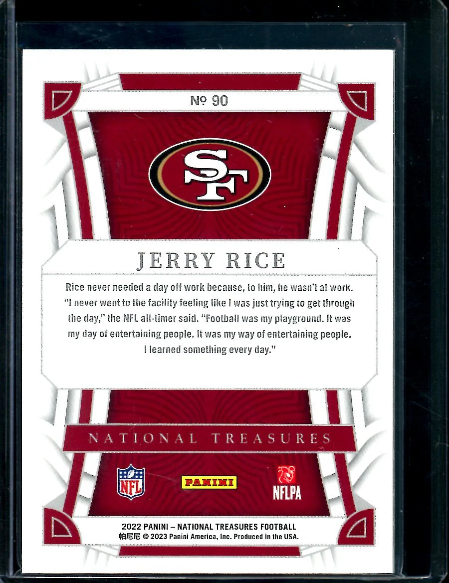 2022 Panini National Treasures Jerry Rice Purple /49 49ers - Image 2