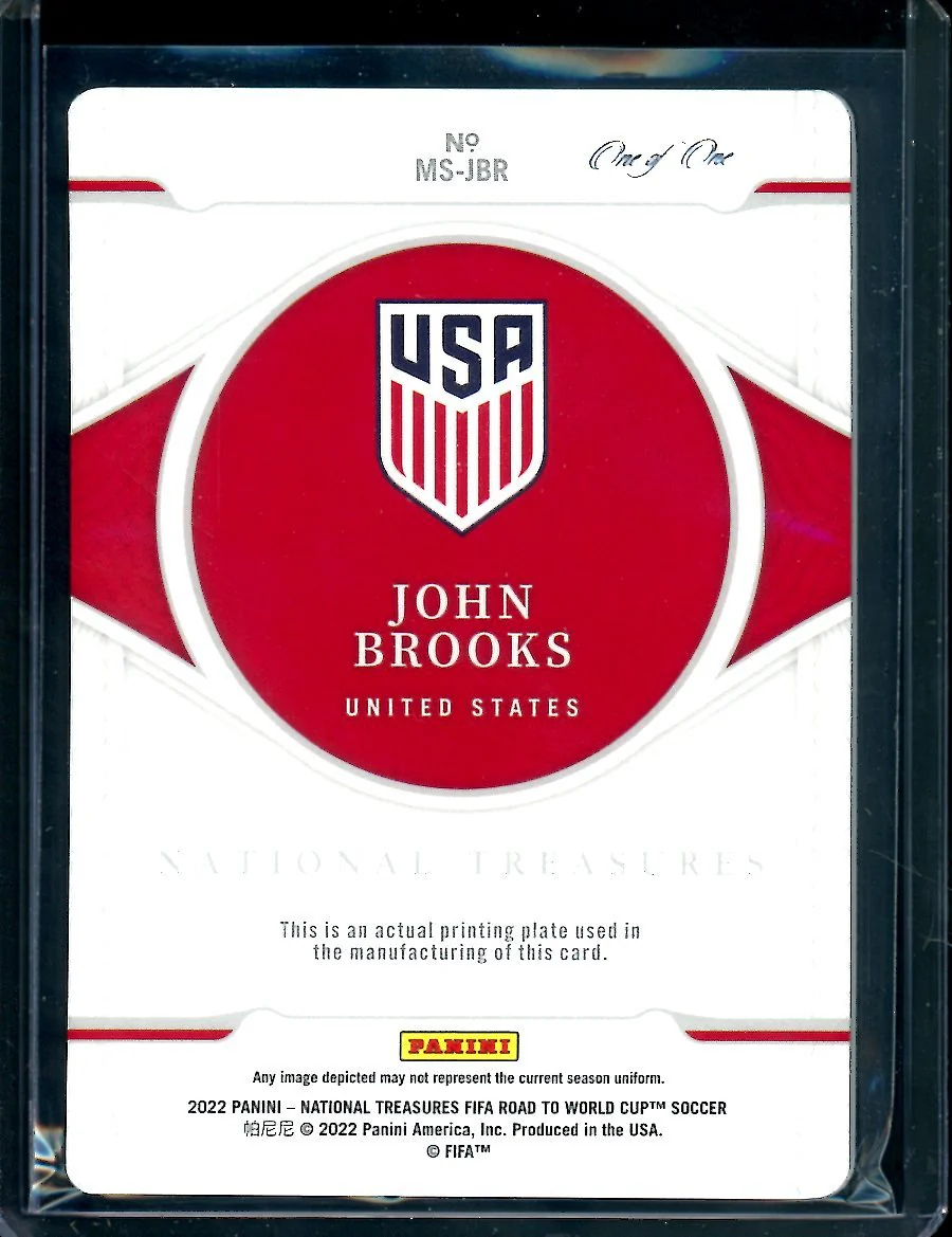 2022 Panini National Treasures John Brooks Priunting Plate 1/1 USA - Image 2