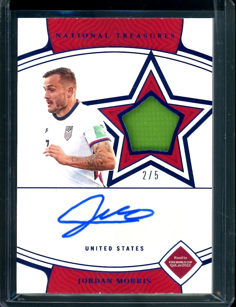 2022 Panini National Treasures Jordan Morris Patch Auto Blue /5 USA