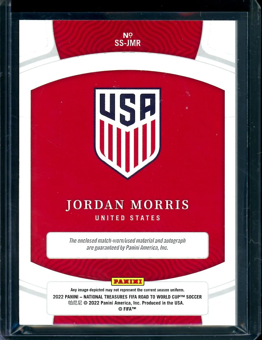 2022 Panini National Treasures Jordan Morris Patch Auto Blue /5 USA - Image 2