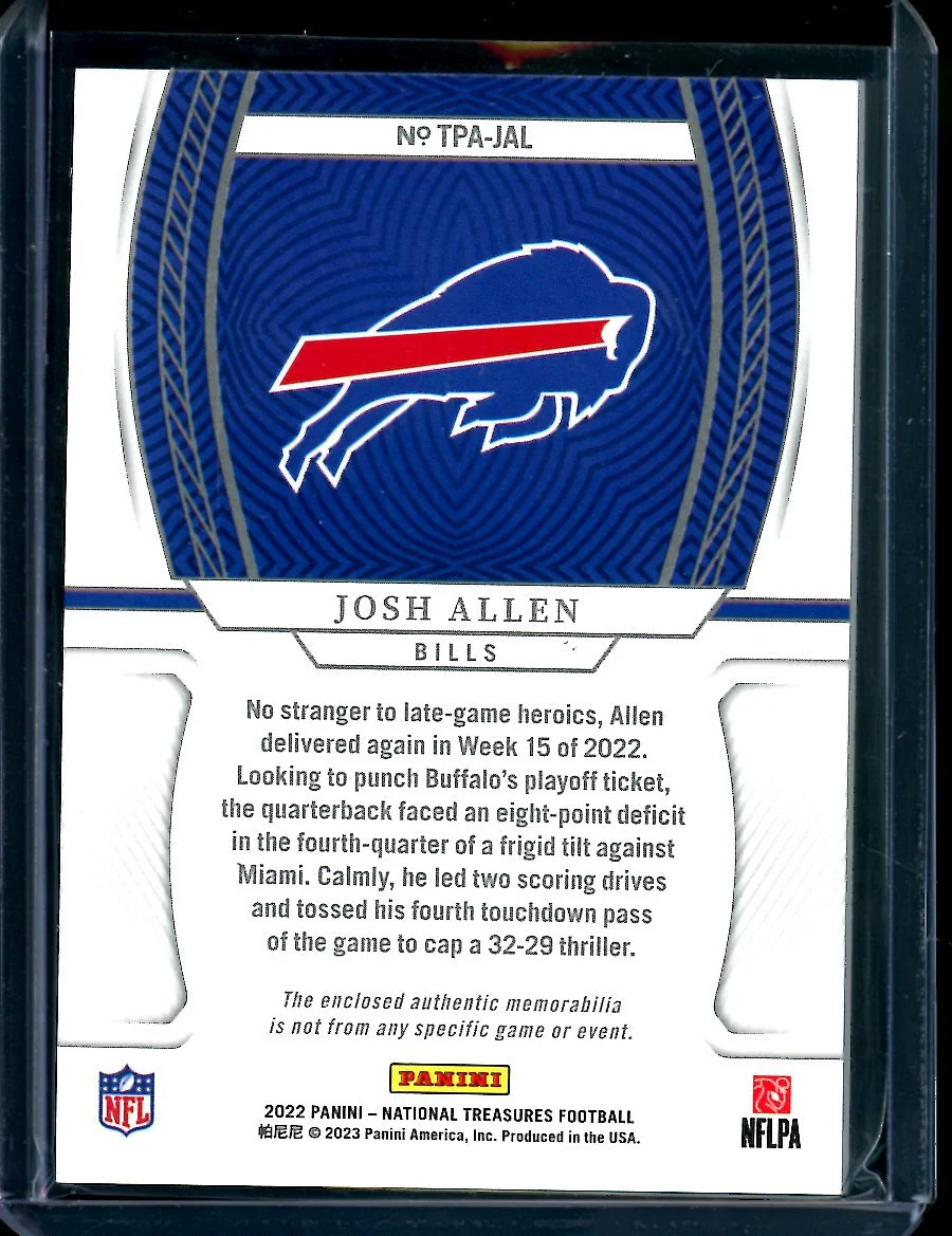2022 Panini National Treasures Josh Allen Treasured Patches /25 Bills - Image 2