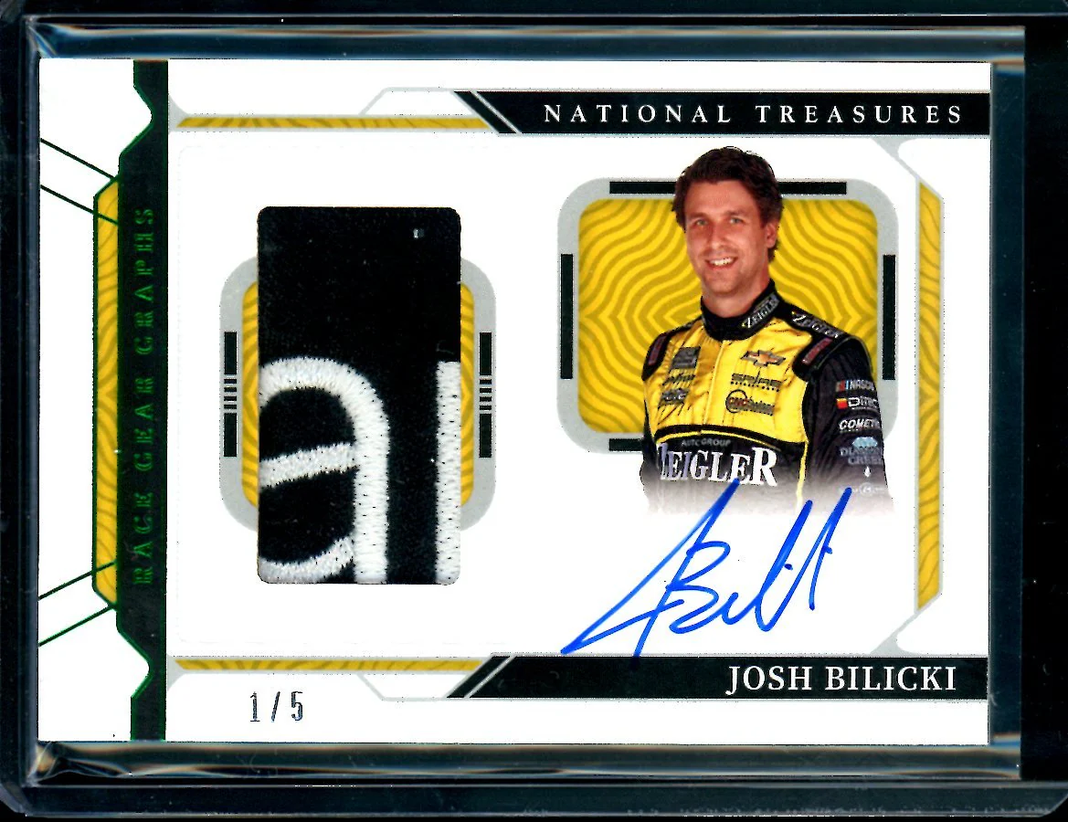 2022 Panini National Treasures Josh Bilicki Patch Auto Green /5 NASCAR