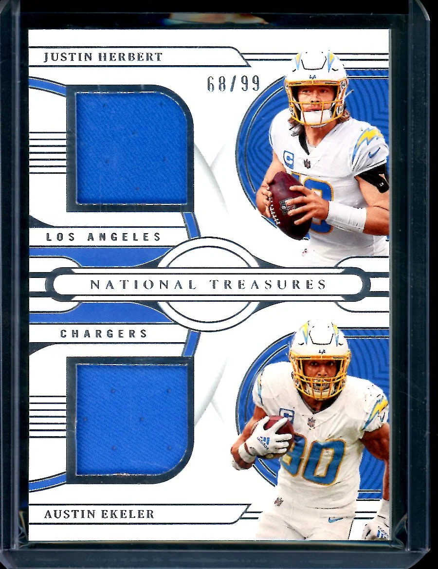2022 Panini National Treasures Justin Herbert/Austin Ekeler Dual Patch /99 Chargers