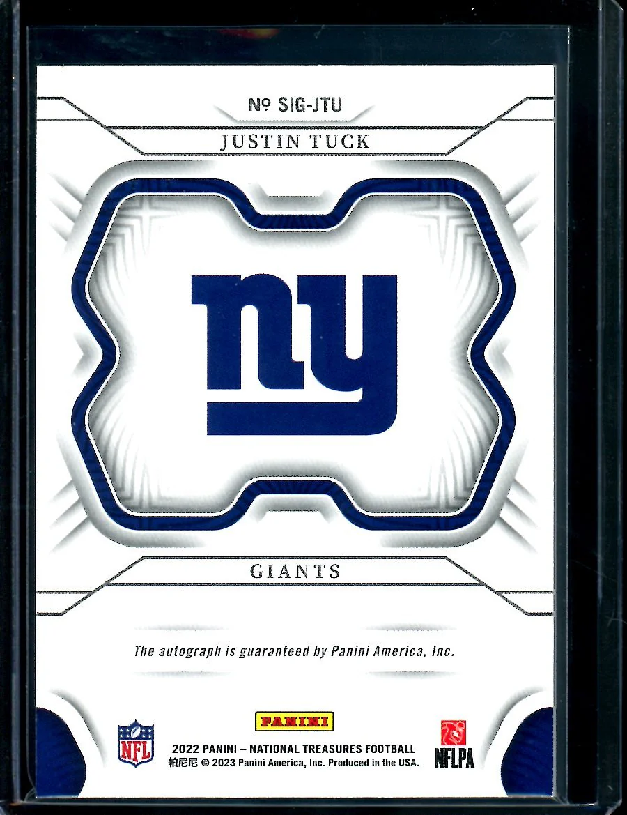 2022 Panini National Treasures Justin Tuck Auto /49 Giants - Image 2