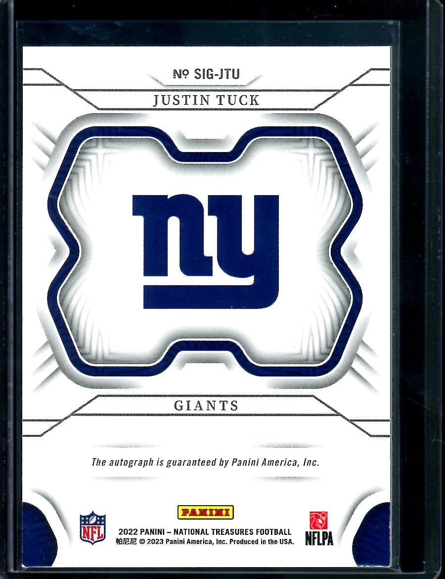 2022 Panini National Treasures Justin Tuck Auto /99 Giants - Image 2