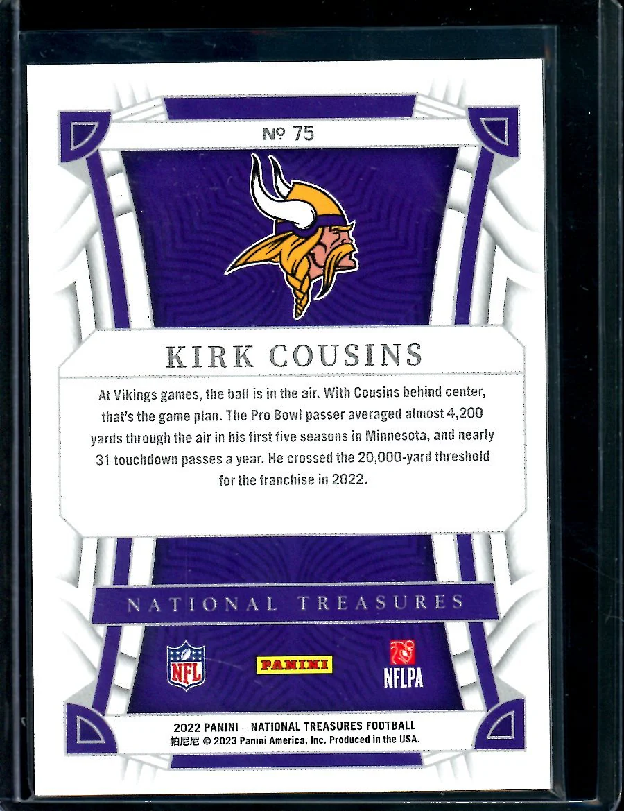 2022 Panini National Treasures Kirk Cousins Stars & Stripes /13 Vikings - Image 2