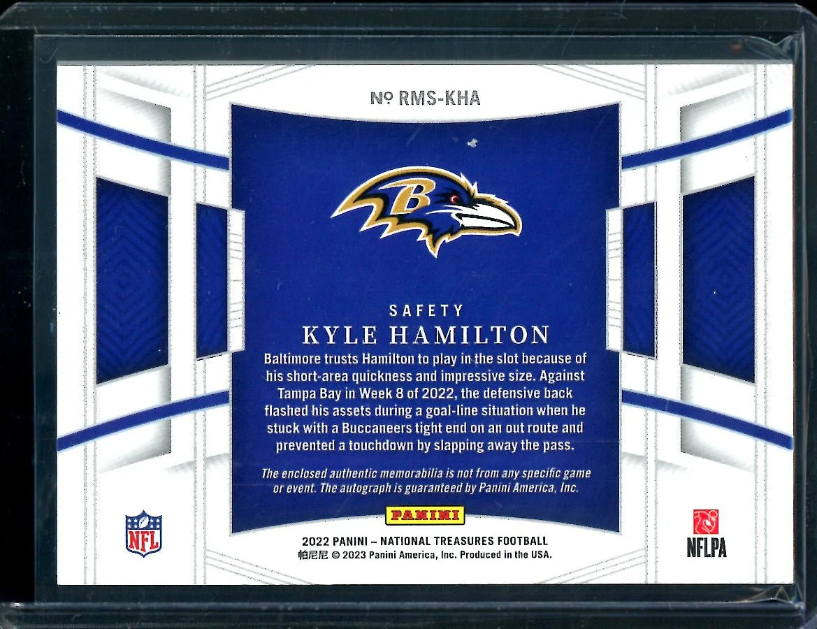 2022 Panini National Treasures Kyle Hamilton Rookie RPA /25 Ravens - Image 2