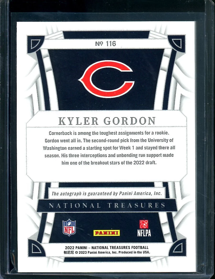 2022 Panini National Treasures Kyler Gordon Rookie Auto /35 Bears - Image 2