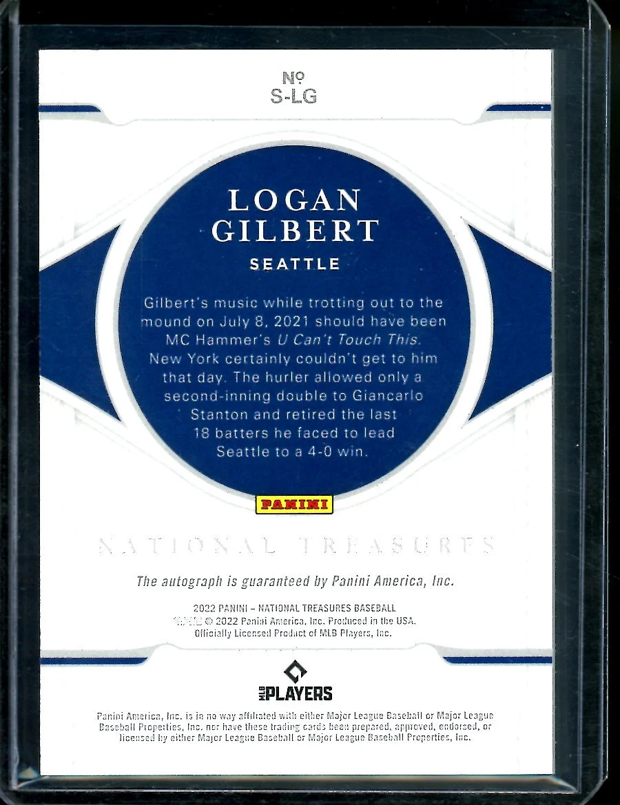 2022 Panini National Treasures Logan Gilbert Auto Platinum /25 Mariners - Image 2