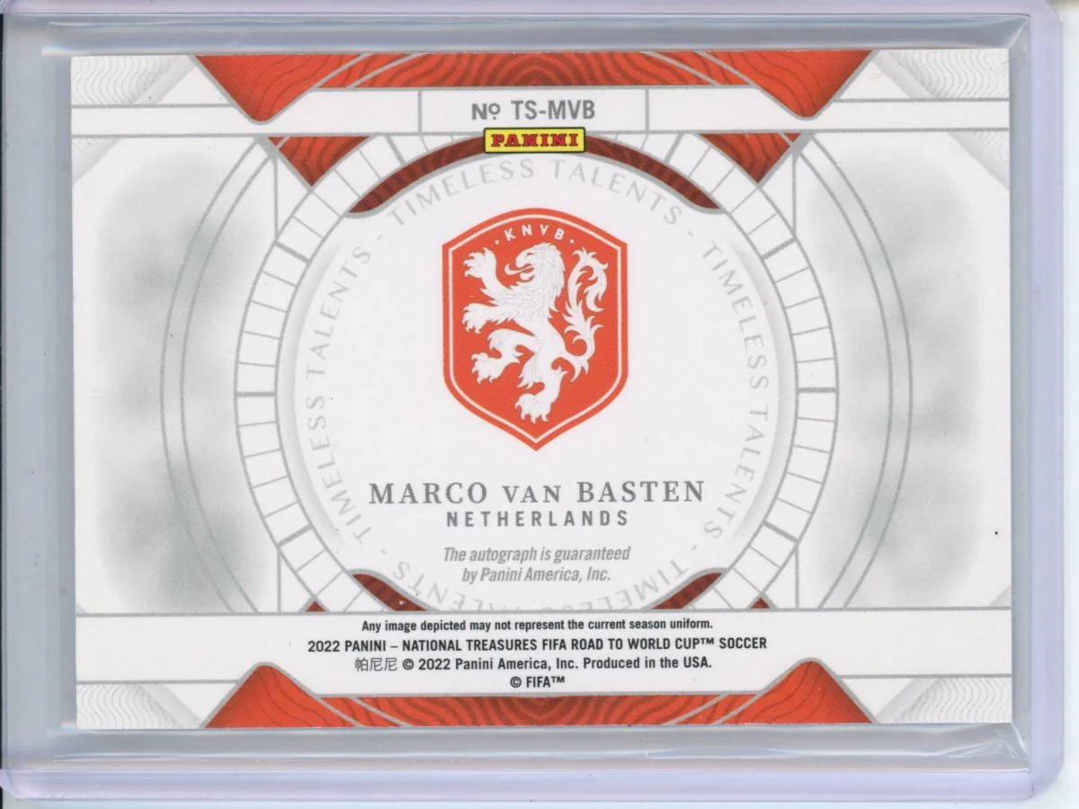 2022 Panini National Treasures Marco van Basten Timeless Talents /99 Netherlands - Image 2