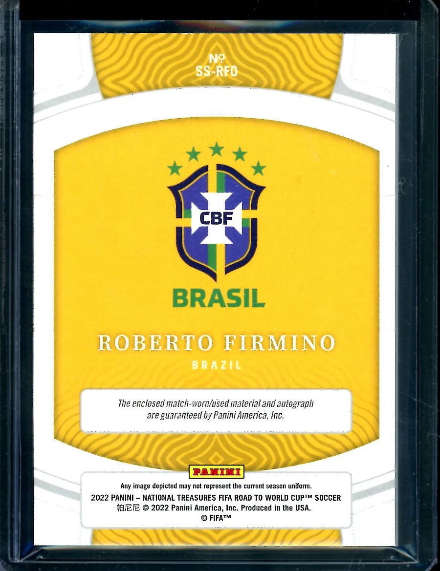 2022 Panini National Treasures Roberto Firmino Patch Auto Red /10 Brazil - Image 2