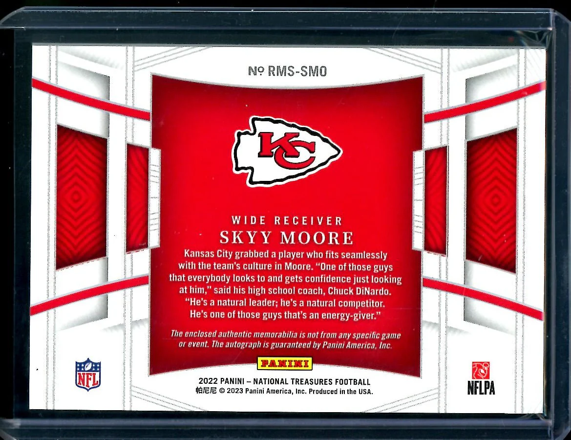 2022 Panini National Treasures Skyy Moore Rookie Auto RPA /24 Chiefs - Image 2