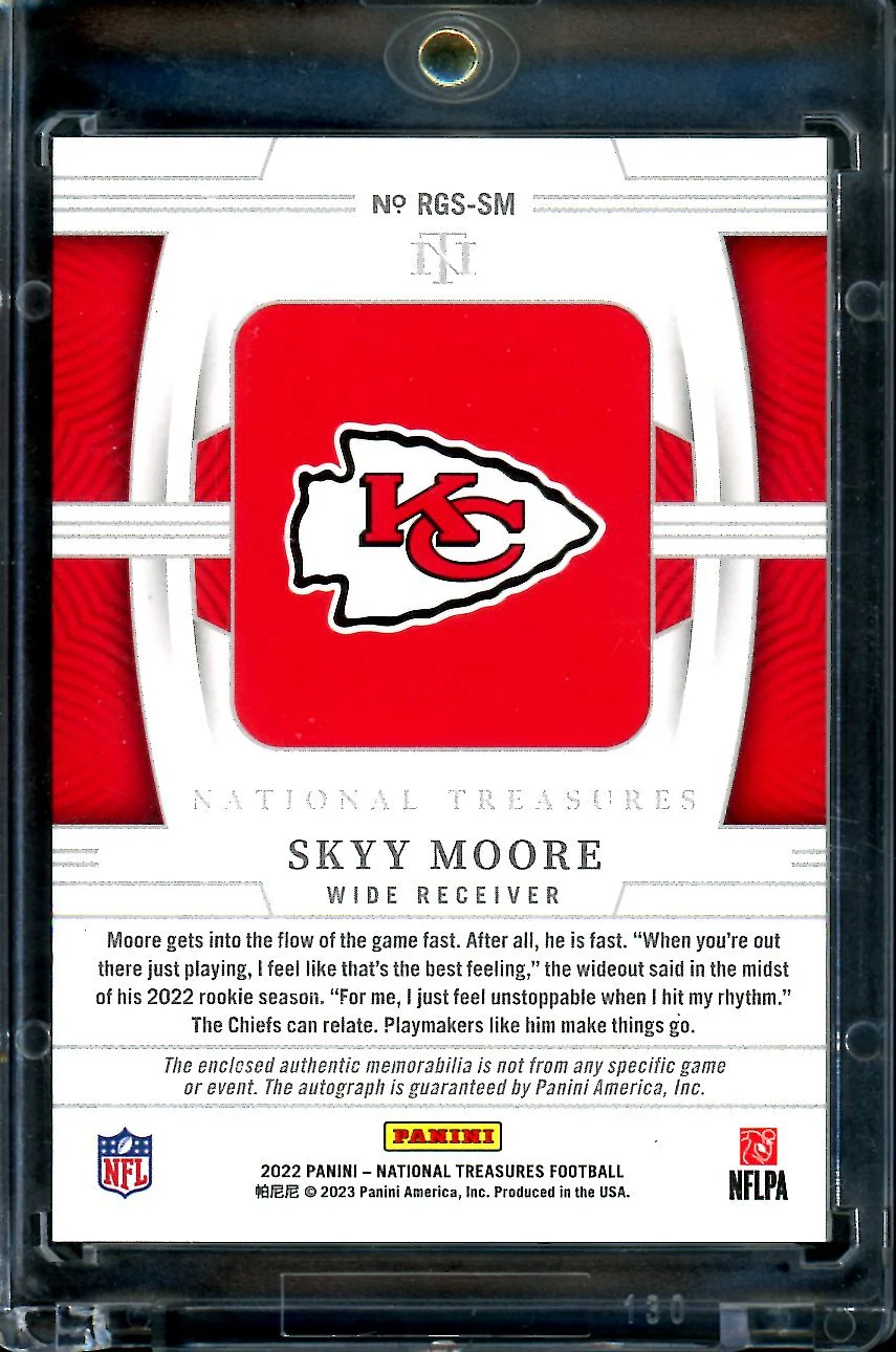 2022 Panini National Treasures Skyy Moore Rookie Auto RPA Gold /10 Chiefs - Image 2