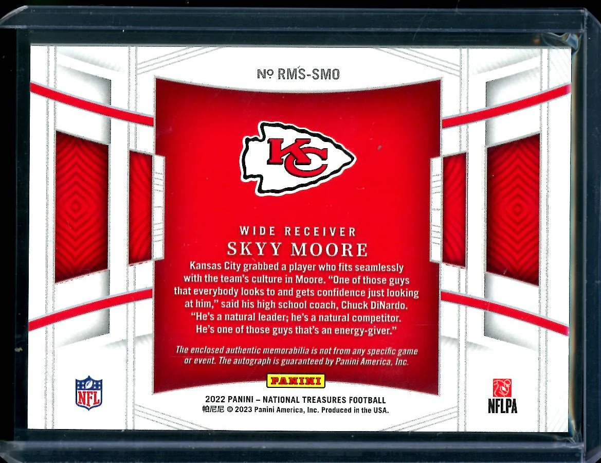 2022 Panini National Treasures Skyy Moore Rookie RPA /24 Chiefs - Image 2