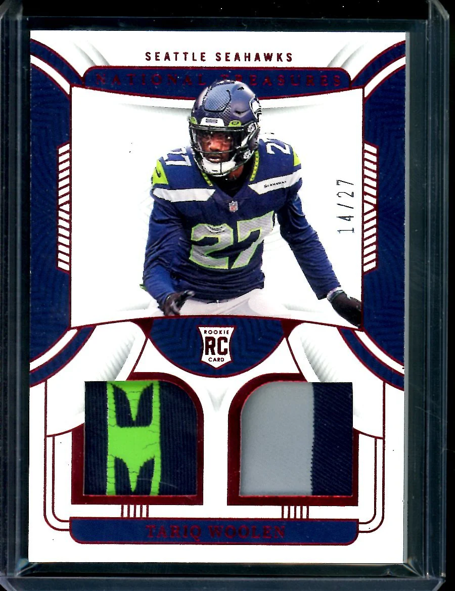 2022 Panini National Treasures Tariq Woolen Rookie Patch /27 Seahawks