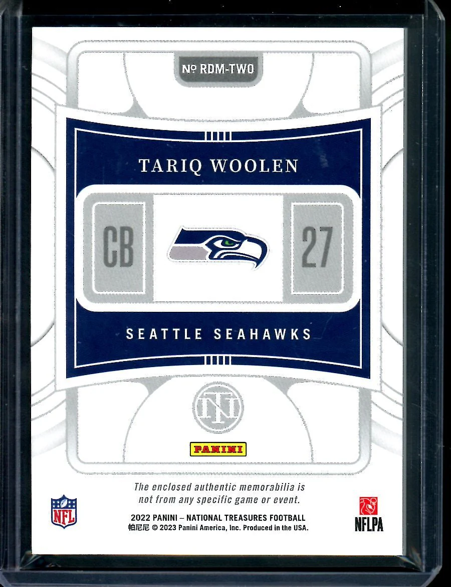 2022 Panini National Treasures Tariq Woolen Rookie Patch /27 Seahawks - Image 2