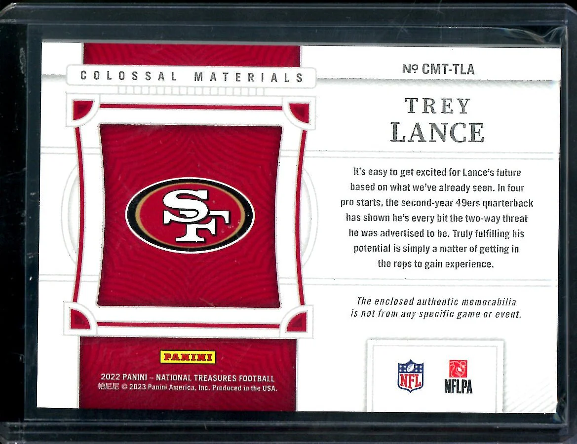 2022 Panini National Treasures Trey Lance Colossal Patch Gold /10 49ers - Image 2