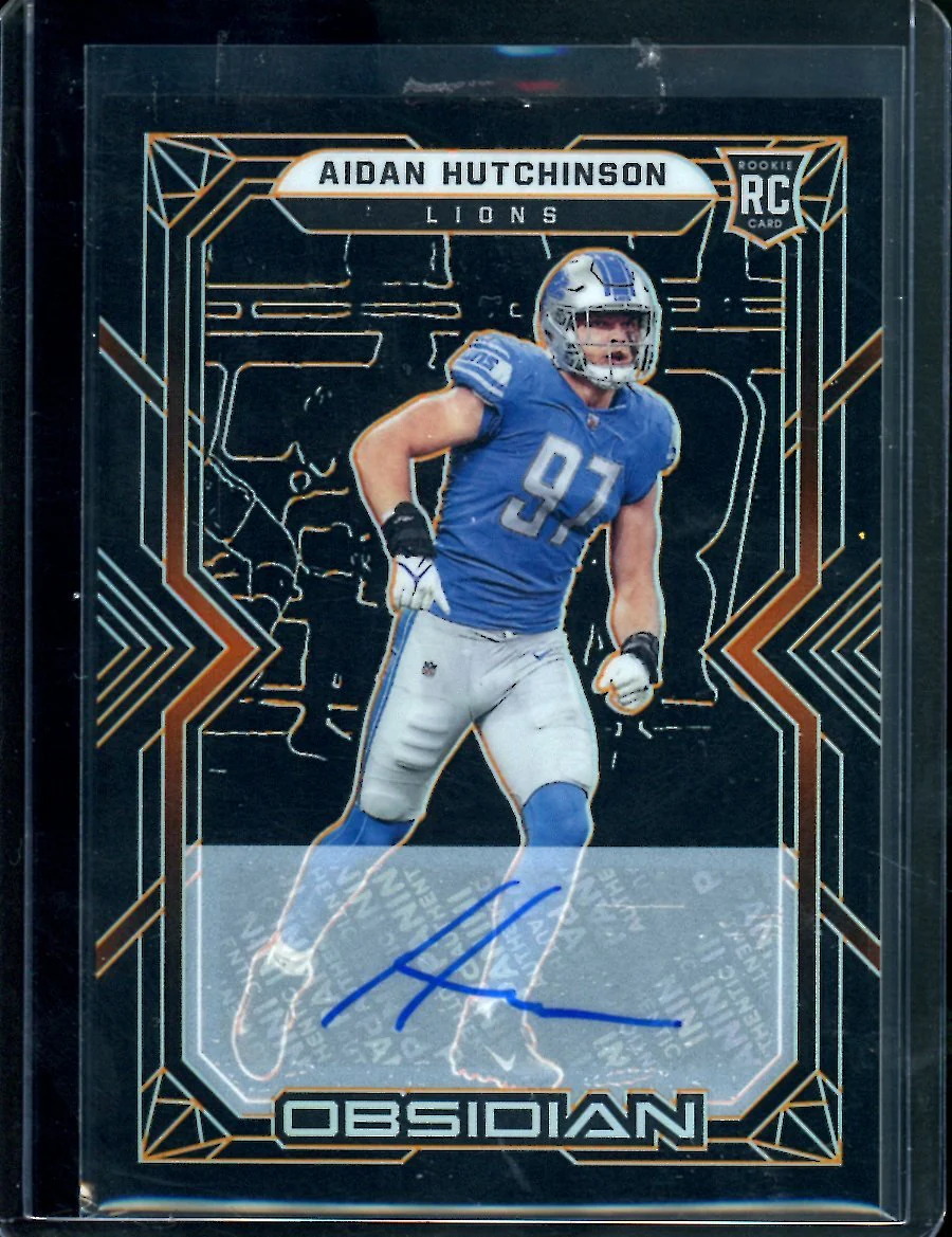 2022 Panini Obsidian Aidan Hutchinson Rookie Auto Orange Etch /75 Lions