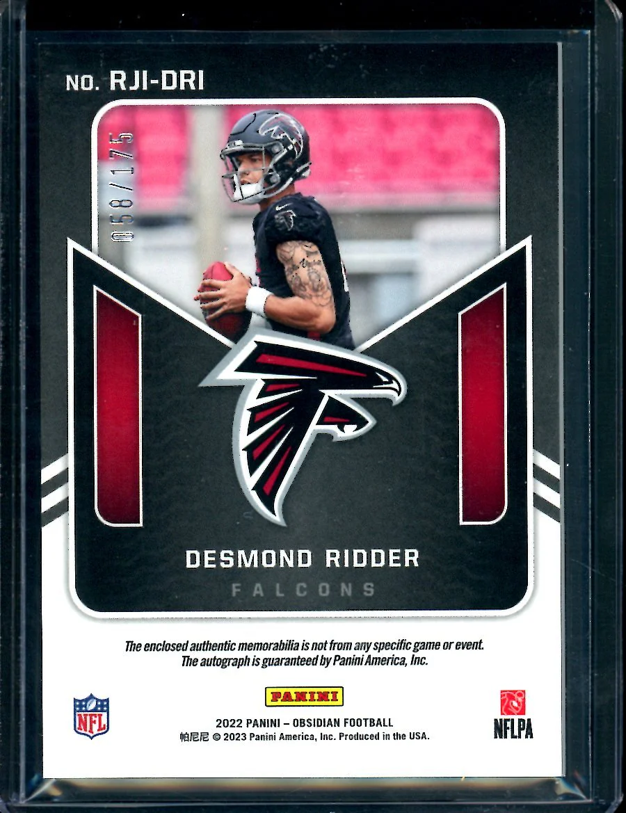 2022 Panini Obsidian Desmond Ridder Rookie RPA /175 Falcons - Image 2