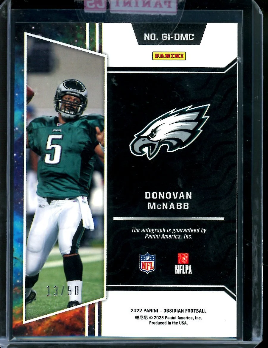 2022 Panini Obsidian Donovan McNabb Galaxy Ink Auto /50 Eagles - Image 2