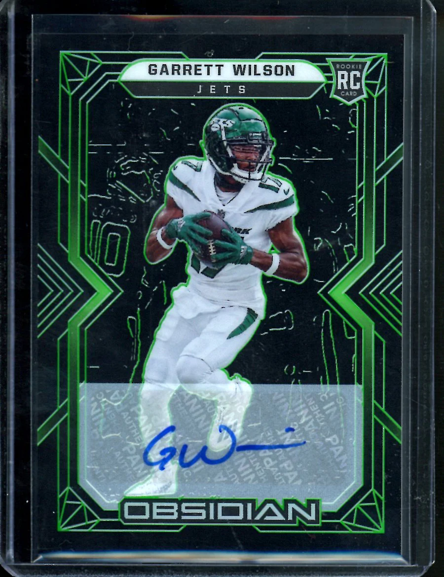 2022 Panini Obsidian Garrett Wilson Rookie Auto Green Etch /50 Jets